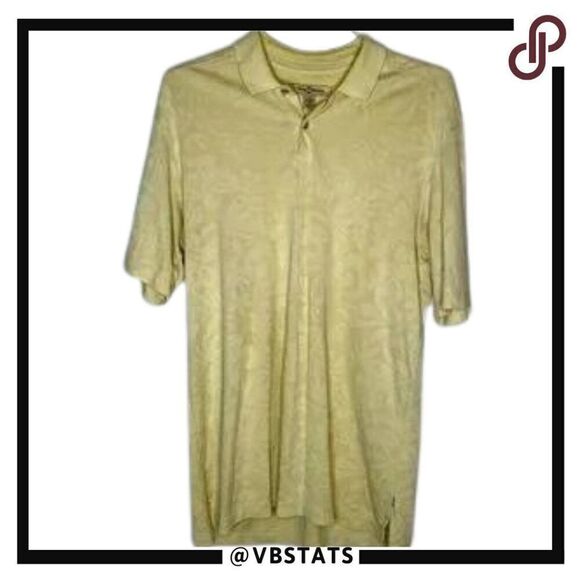 Medium Tommy Bahama Cotton Blend Yellow on Yellow Print SS Polo - Picture 1 of 4